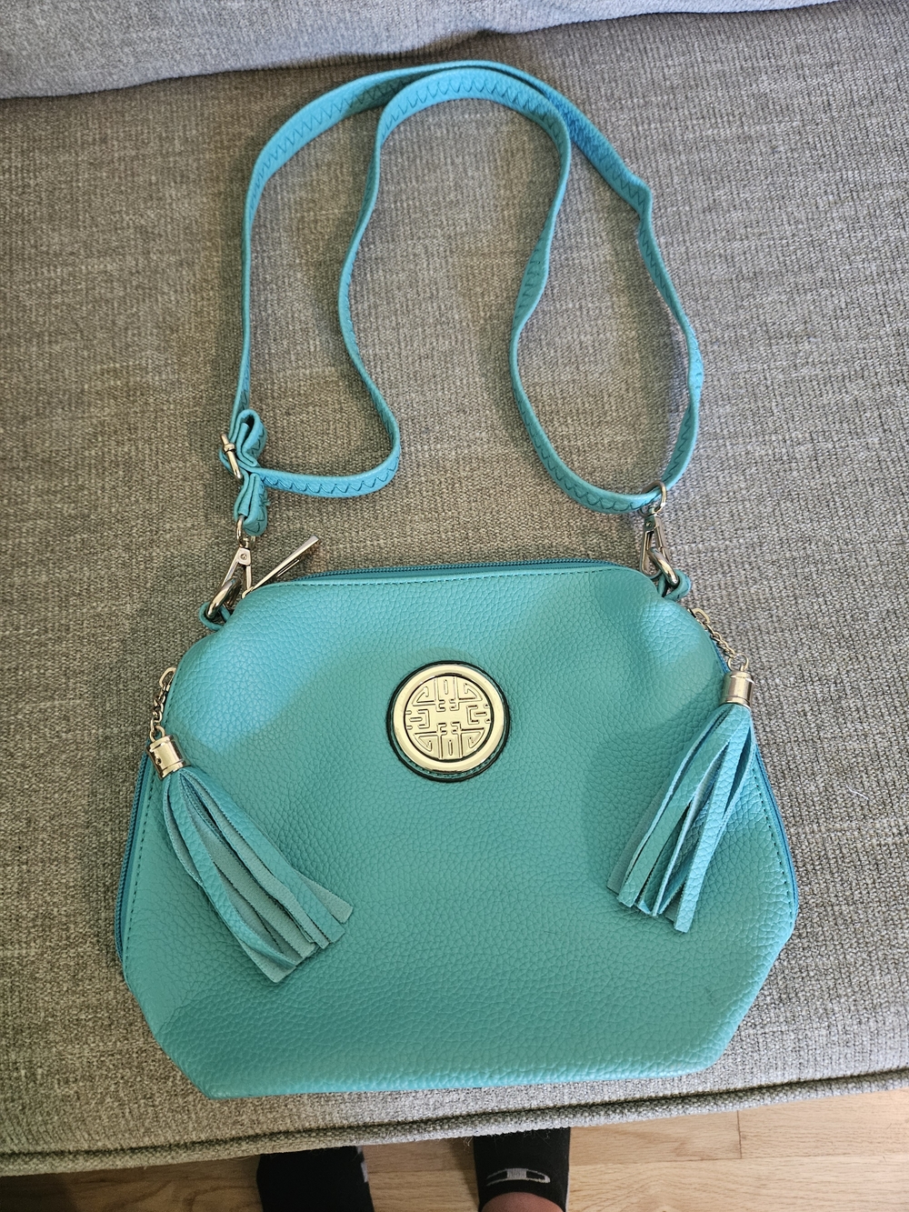 Turquoise Tassel Crossbody Bag - Unbranded
